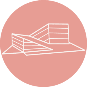 Minimalist modern building line art icon